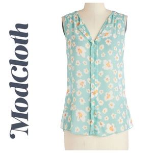 Sheer blue floral blouse from Poema, size S